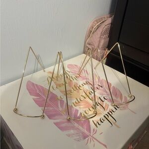 Gold Wire Plate Stands - Set of 3